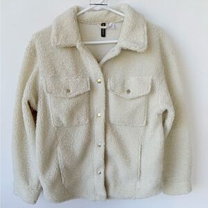 H&M Divided Faux Sherpa Button Down Jacket size small